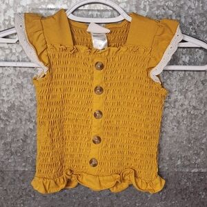 Little Lass Mustard Buttoned Top Girls 3t